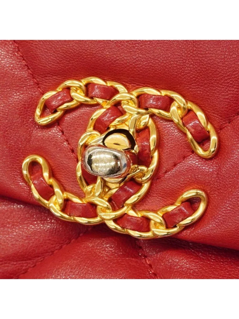 Chanel 19 Leather Red Gold 2-Way Bag